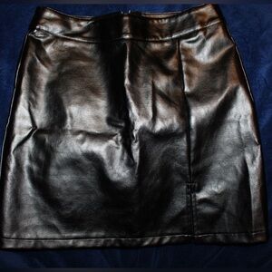 Shein Black Counterfeit Leather Skirt